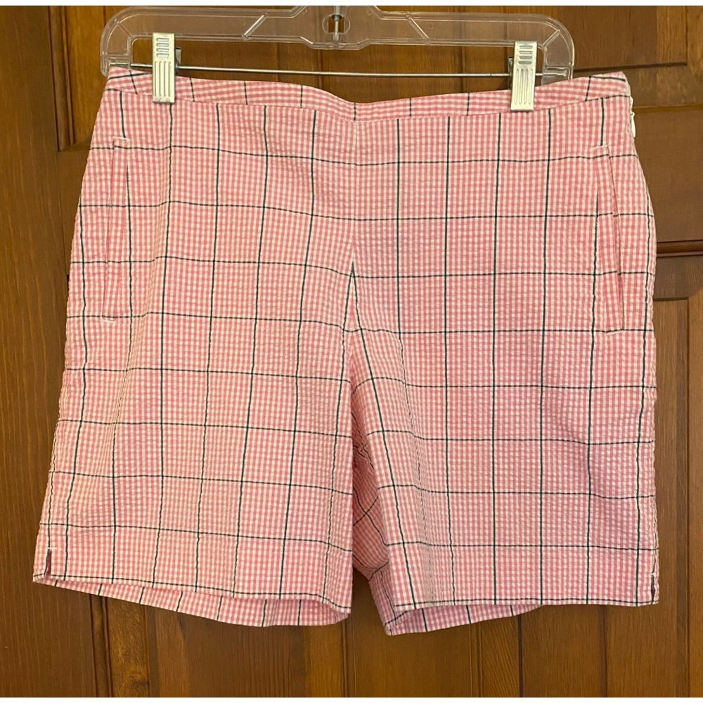 Lizgolf‎ 6.5" Seersucker Golf Shorts Womens Size 10P Petite Pink Small Check